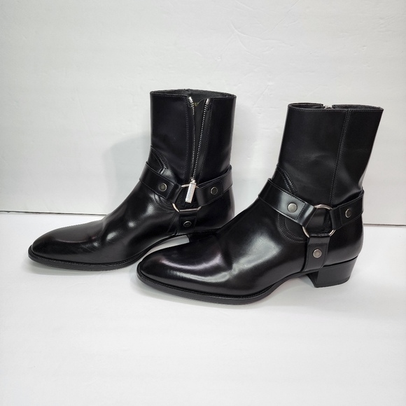 Saint Laurent Men's Wyatt Leather Harness Boots **Great Pre-owned Condition** - Picture 13 of 16